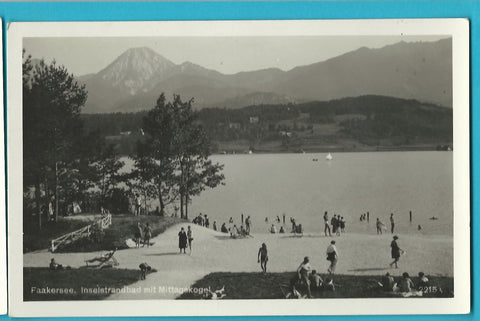 AK Faakersee. Inselstrandbad mit Mittagskogel (1933)