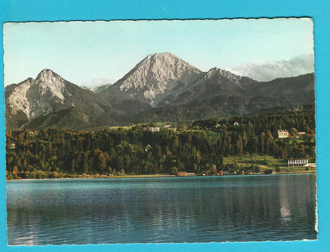 AK Blick von der Insel auf Faaker See und Mittagskogel.
