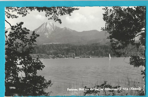 AK Faakersee. Blick von der Insel auf Mittagskogel.