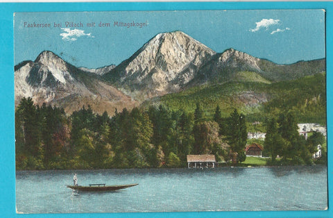 AK Faakersee bei Villach mit dem Mittagskogel. (1910)