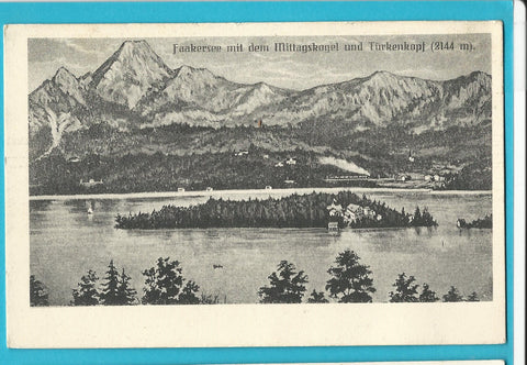AK Faakersee mit dem Mittagskogel und Türkenkopf.