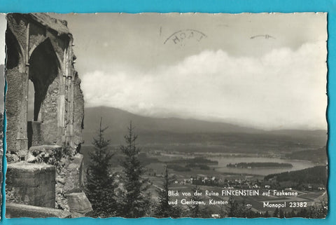 AK Blick von der Ruine Finkenstein auf Faakersee und Gerlitzen.