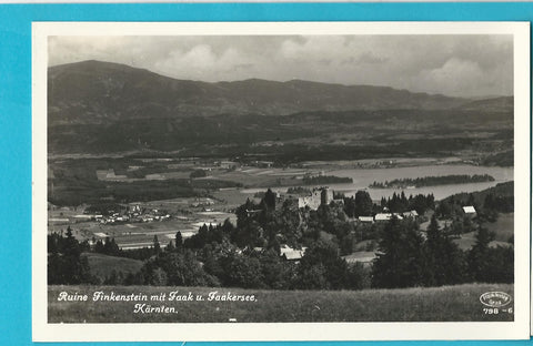 AK Ruine Finkenstein mit Faak u. Faakersee. (1932-33)