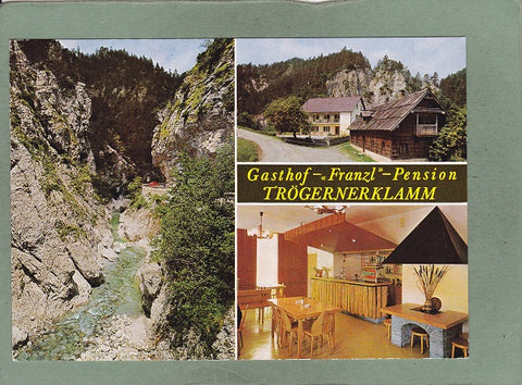 AK Eisenkappel. Gasthof-Pension „Franzl“ Inh. Ludmilla Smrtnik. Trögerner Klamm.