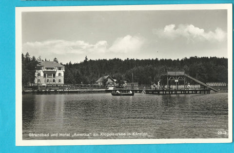 AK Strandbad und Hotel Amerika am Klopeinersee. (1932)