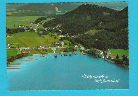 AK Unterburg. Blick auf die Bäder an der Ostseite des Klopeinersees.