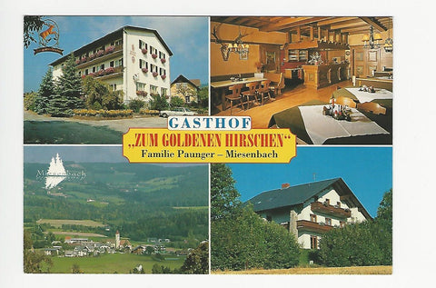 AK Miesenbach 5. Gasthof Pension Zum Goldenen Hirschen. Fam. Paunger.