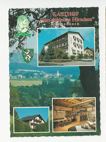 AK Miesenbach 5. Gasthof Pension Zum Goldenen Hirschen. Johann Paunger.