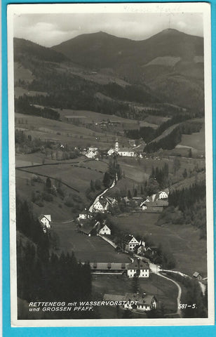 AK Rettenegg mit Wasservorstadt und Grossen Pfaff. (1933-34)