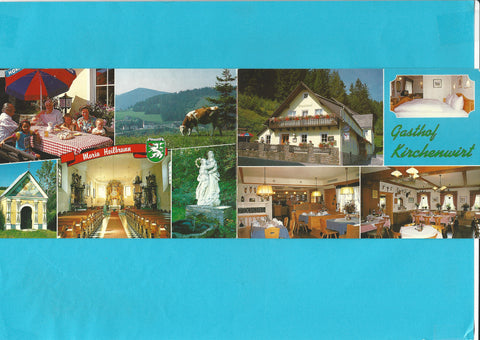 Doppel-AK Heilbrunn 84. Gasthof Kirchenwirt. Familie Bauernhofer.