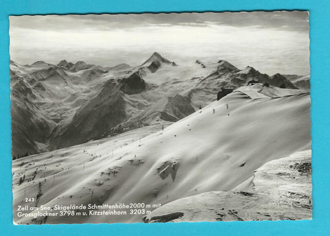 AK Zell am See, Skigelände Schmittenhöhe mit Grossglockner u. Kitzsteinhorn.