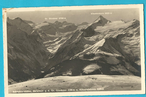 AK Schmittenhöhe, Skiwiese g. d. Gr. Glockner u. Kitzsteinhorn.