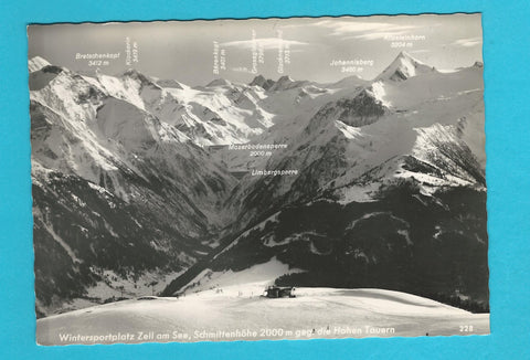 AK Wintersportplatz Zell am See, Schmittenhöhe gegen die Hohen Tauern.