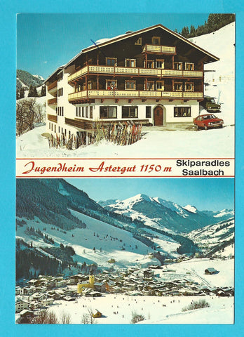 AK Saalbach. Pension Astergut. Bes. Sepp und Rosi Breitfuß.