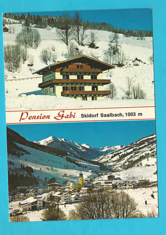 AK Saalbach 501. Pension Gabi. Bes. H. u. E. Träxler.