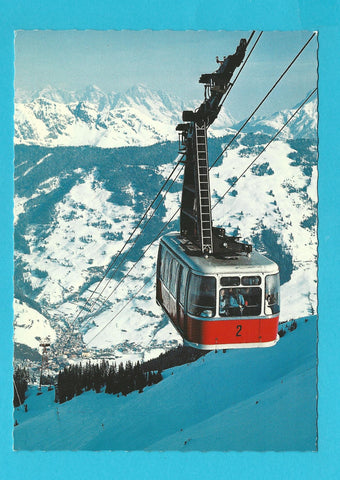 AK Saalbach. Blick vom Schattberg mit Seilbahn.