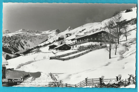 AK Gasthof Mitterlengau mit Talschluss. Hinterglemm, Saalbach.