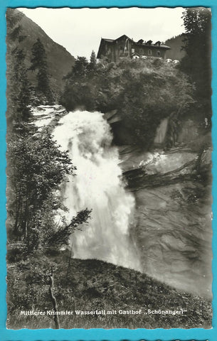 AK Mittlerer Krimmler Wasserfall mit Gasthof Schönangerl.