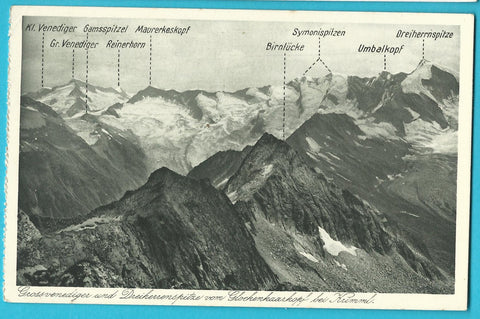 AK Grossvenediger und Dreiherrenspitze vom Glockenkaarkopf bei Krimml.