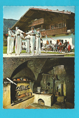 AK Heimatmuseum Kalchofengut in Unken. Stelzentänzer - Rauchkuchl.