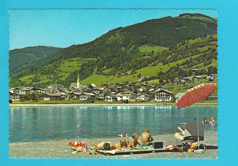 AK Blick vom Badesee auf Uttendorf.