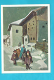 AK Herbergsuche - alter Adventbrauch in den Alpen. (Ölgemälde von Aug. Schreilechner)