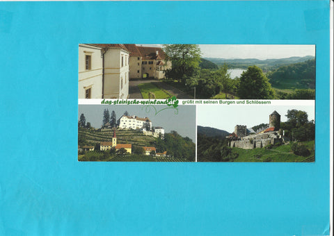 AK Das Steirische Weinland grüßt mit seinen Burgen und Schlössern.