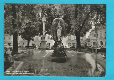 AK Feldkirchen. Brunnen am Hauptplatz und Mariensäule.