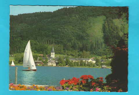 AK Grüße vom Ossiacher See. Blick von Bodensdorf auf Stift Ossiach.