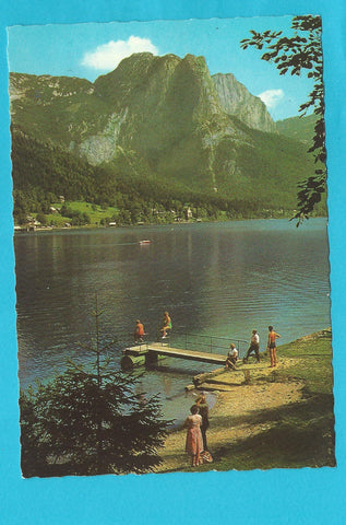 AK Grundlsee, Badeplatz auf der Au.