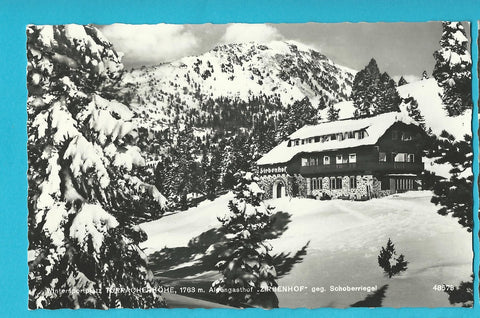 AK Wintersportplatz Turracherhöhe. Alpengasthof Zirbenhof geg. Schoberriegel. (1961)
